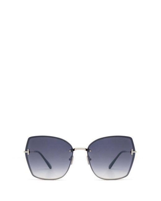 Tom Ford Blue Geometric Frame Sunglasses