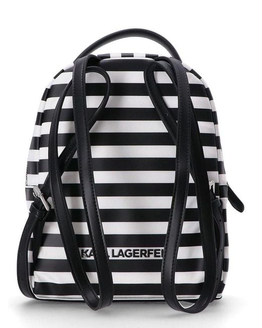 Karl Lagerfeld Blue Small Ikon Striped Backpack