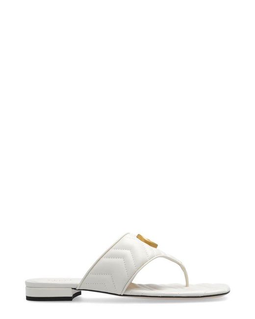 Gucci White Double G Thong Sandals