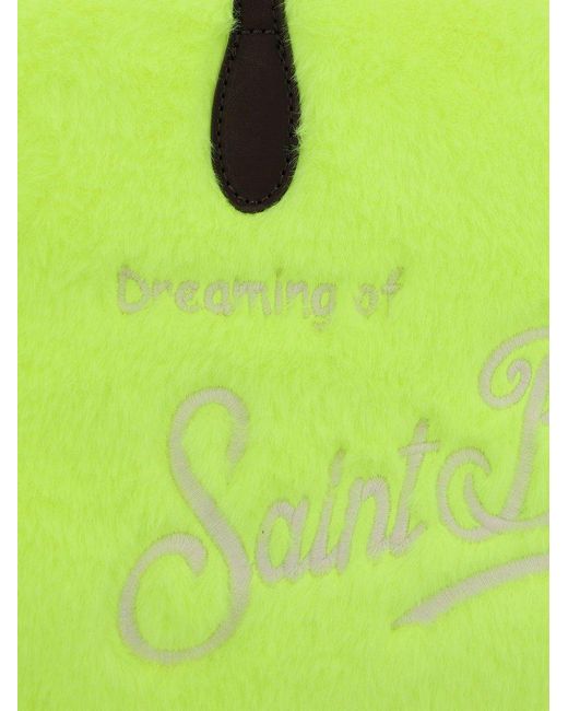 Mc2 Saint Barth Green Logo Embroidered Top Handle Bag