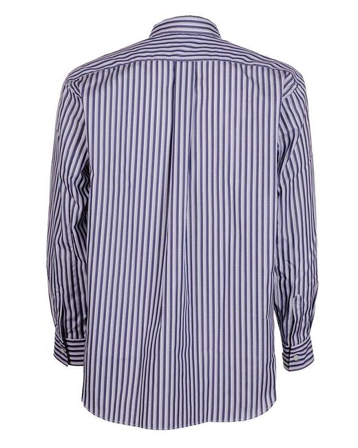 Comme des Garçons Purple Striped Classic Collar Shirt for men