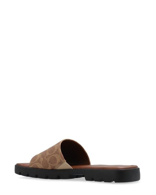 COACH Brown Florence Open-toe Slides