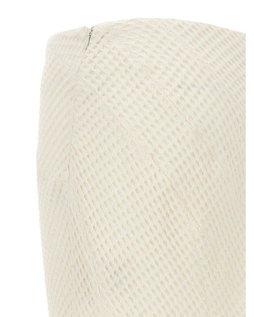 A.W.A.K.E. MODE White Waffle Weave Side-zipped Maxi Skirt
