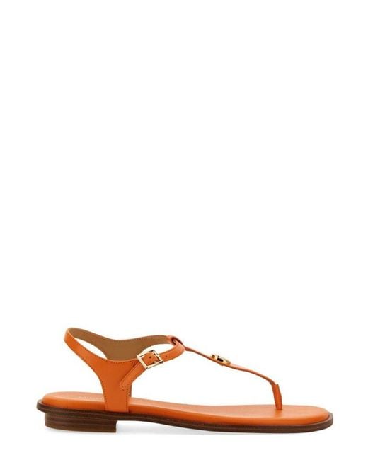 MICHAEL Michael Kors Brown Logo Plaque Ankle Strap Sandals