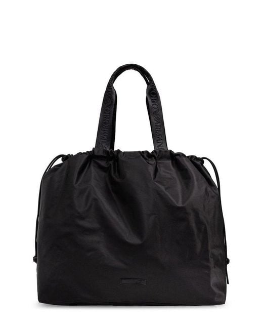 EA7 Black Logo Patch Large Tote Bag