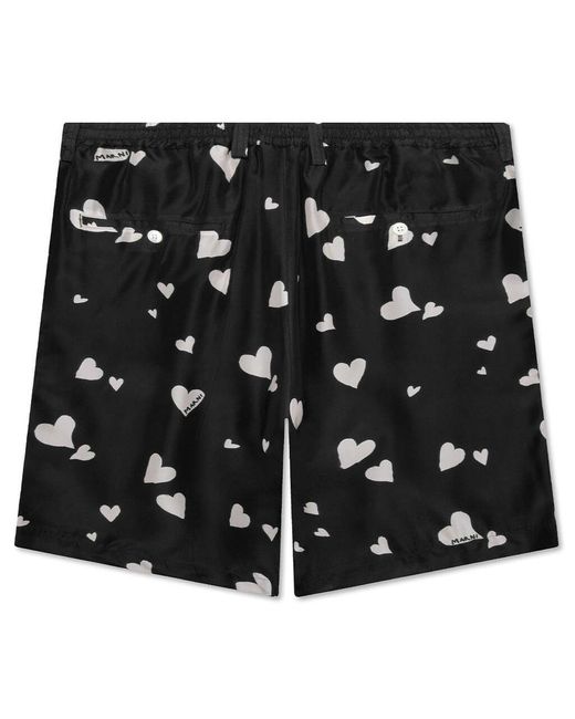 Marni Black Heart Printed Bermuda Shorts for men
