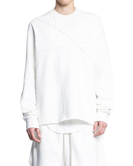 Rick Owens White Star Embroidered Crewneck Sweatshirt for men