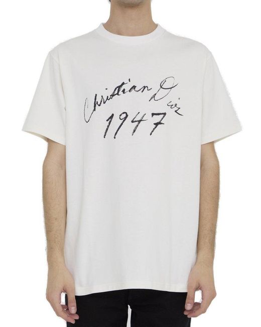 Dior Gray 1947 Crewneck Short-sleeved T-shirt for men