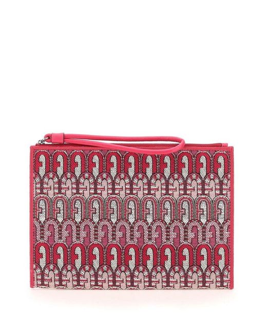 Furla Red Opportunity Envelope Zipped Clutch Bag