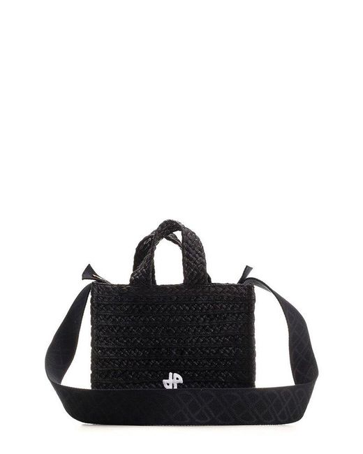 Patou Black Jp Wovened Small Top Handle Bag