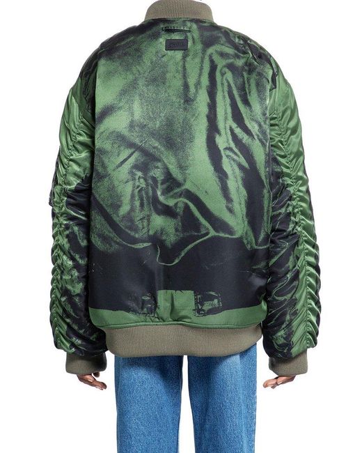 Jean Paul Gaultier Green The Trompe L'Oeil Zipped Bomber Jacket