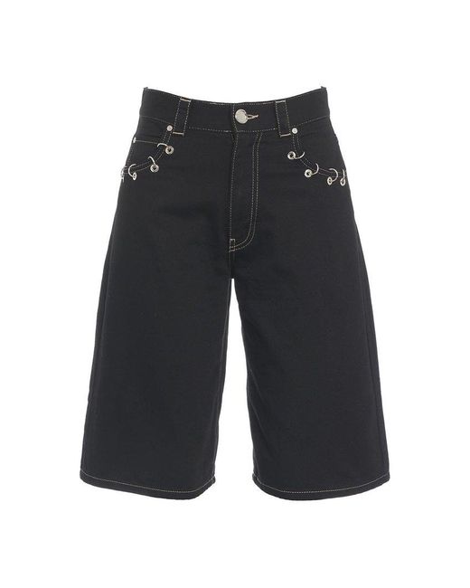 Pinko Black Piercing Detailed Denim Shorts