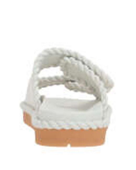 Bottega Veneta White Braided Trim Slip-on Sandals