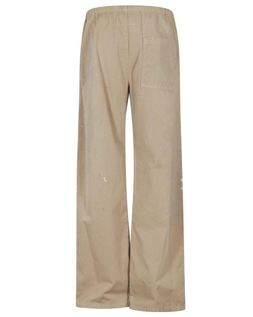 MM6 by Maison Martin Margiela Natural Hand-Painted Wide-Leg Cotton Gabardine Pants for men