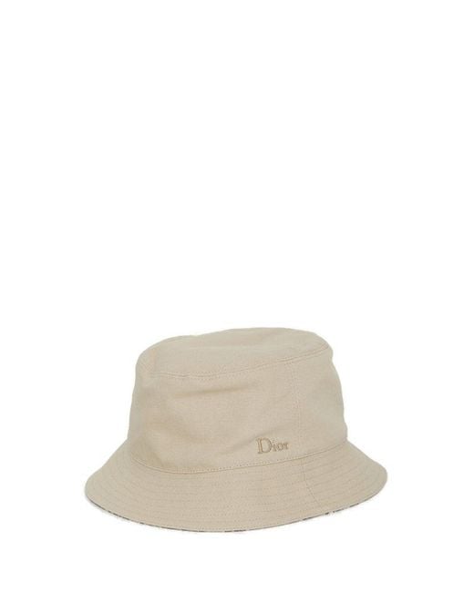 Dior White Logo Embroidered Reversible Hat for men