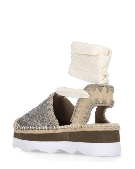 Mou Natural Espa Micro Sequined Sandals