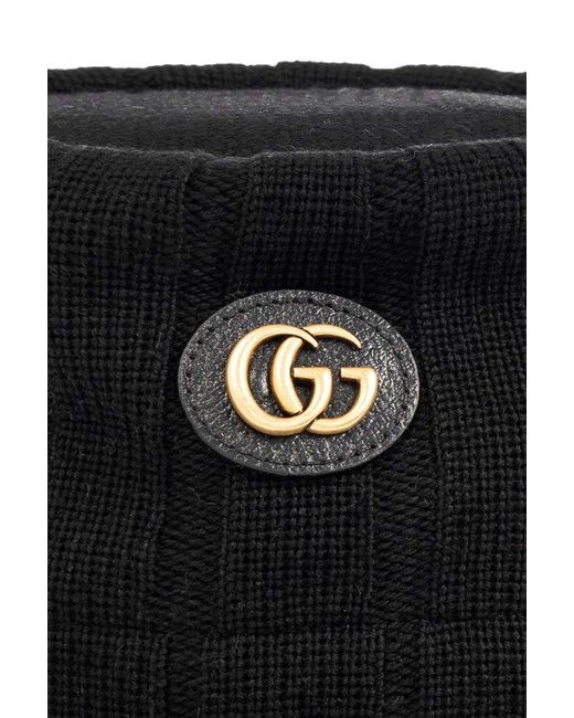 Gucci Black Bucket Hat With Logo,