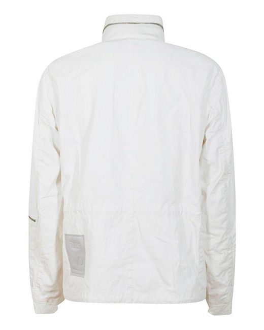 C P Company White High Collar Utility Jacket for men