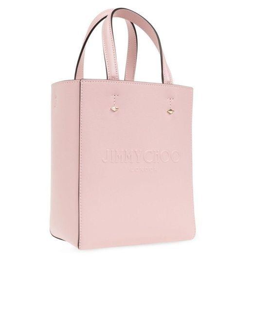 Jimmy Choo Pink Logo Debossed Tote Bag