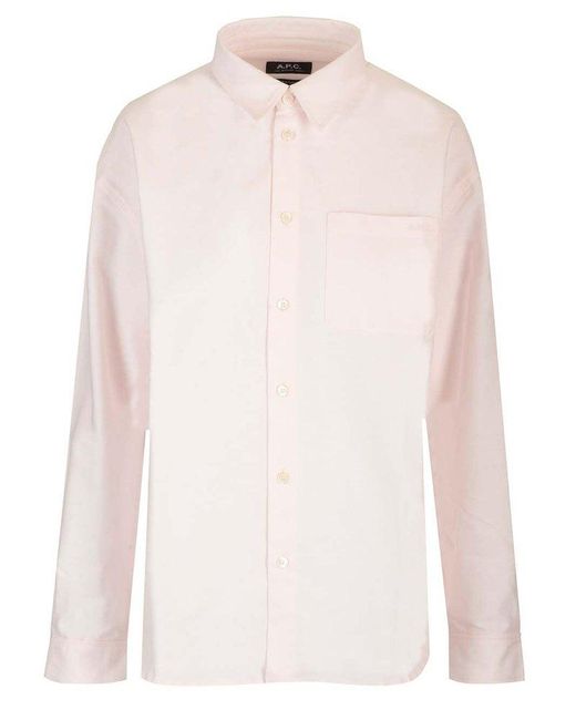 A.P.C. White Long-Sleeved Straight-Hem Shirt