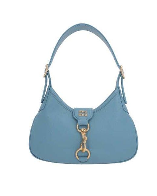 Miu Miu Blue Madras Open-top Hobo Bag