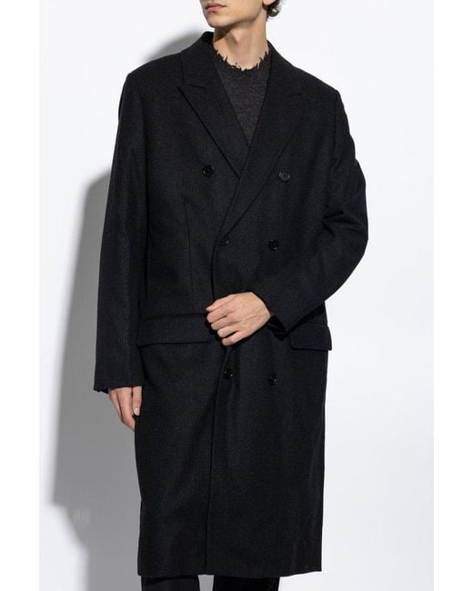 AllSaints Blue Tailored Double-Breasted Coat for men