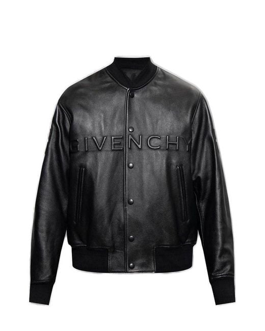 Givenchy Black Leather Bomber Jacket for men