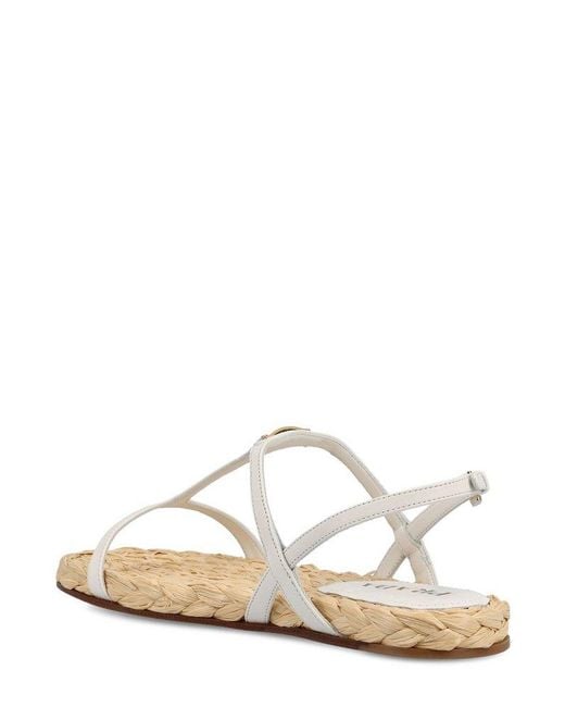 Prada White Strapped Flat Sandals