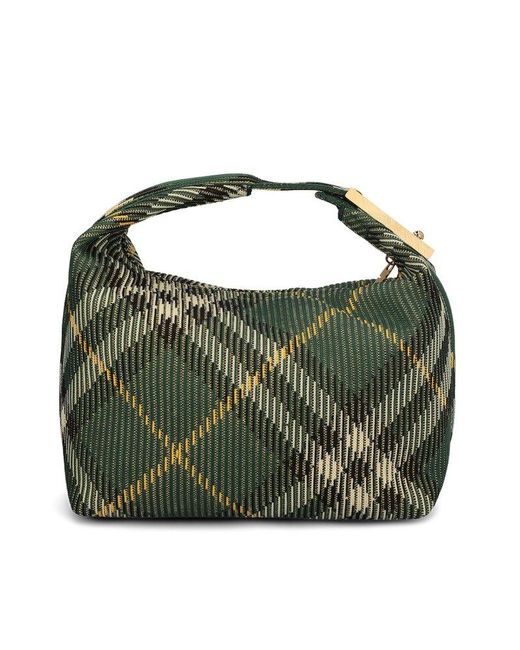 Burberry Green Medium Peg Check-pattern Tote Bag