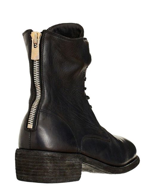 Guidi Black Rear Zipped Lace-up Boots for men
