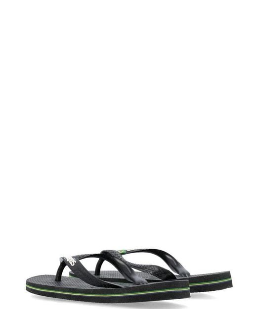 Havaianas Black Brasil Logo Thong Sandals
