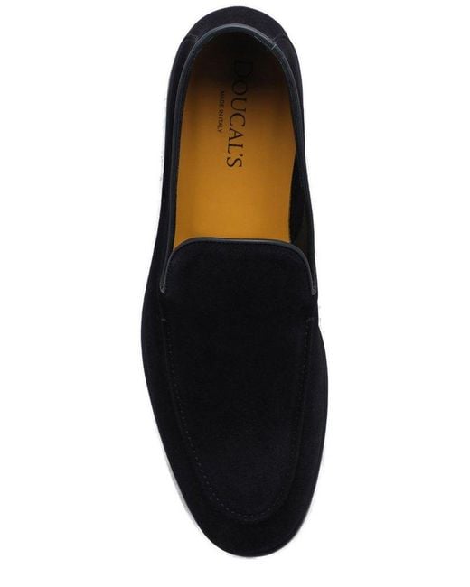 Doucal's Black Round Toe Loafers for men