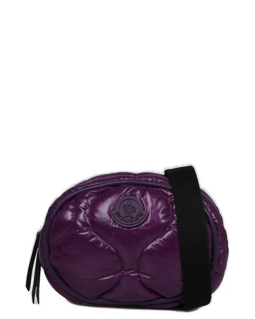 Moncler Purple Logo Patch Zip-up Shoulder Bag