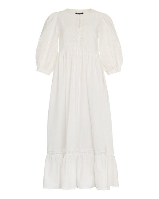 Weekend by Maxmara White Cerbero Lace Inserts Cotton Dress