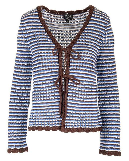 A.P.C. Blue Cotton Crochet Cardigan