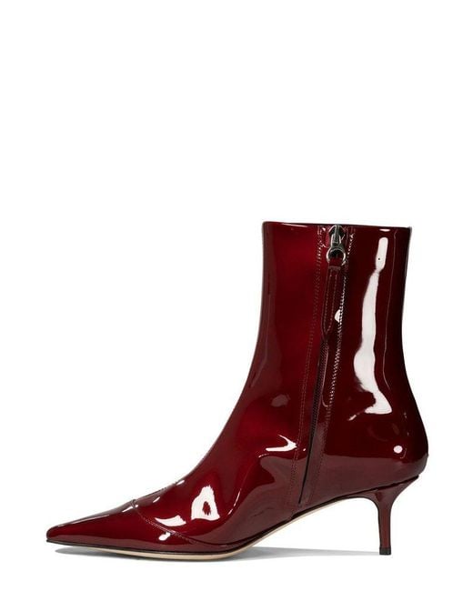 Aeyde Red "Roe" Patent Leather Ankle Boots