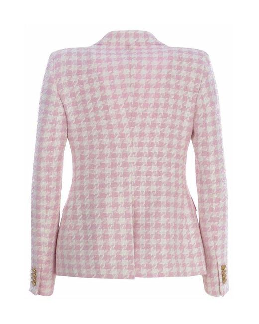 Tagliatore Pink J-Alycia Double-Breasted Checked Blazer