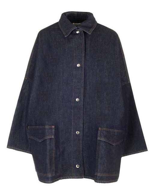 Totême  Blue Long Sleeved Buttoned Denim Jacket