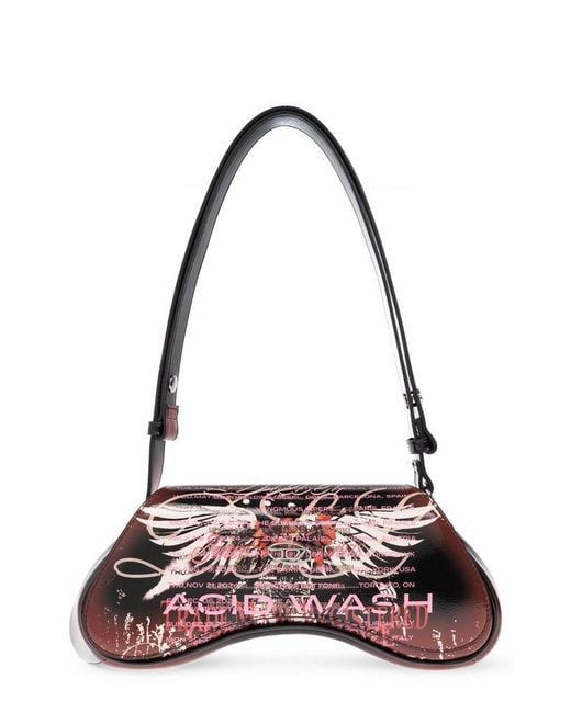 DIESEL White Play Graphic Printed Shoulder Bag