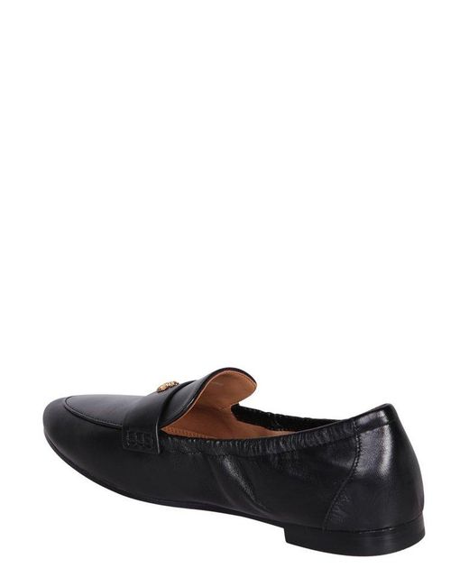 Tory Burch Black Logo Plaque Slip-On Ballet Loafers