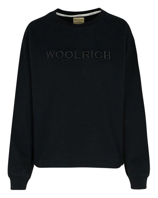 Woolrich Black 'Embroidered Logo Crewneck