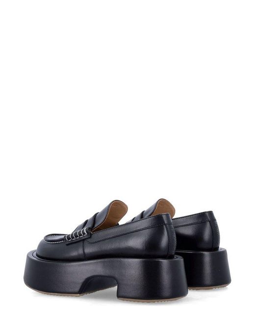 J.W. Anderson Black Round Toe Platform Loafers