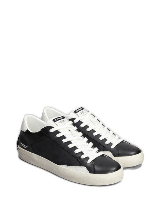 Crime London Black Distressed Lace-Up Sneakers for men