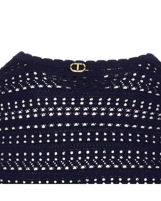 Twinset Blue Open Knit Sweater