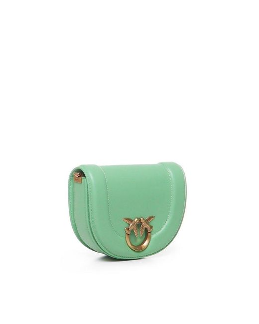 Pinko Green Mini Love Round Click Crossbody Bag