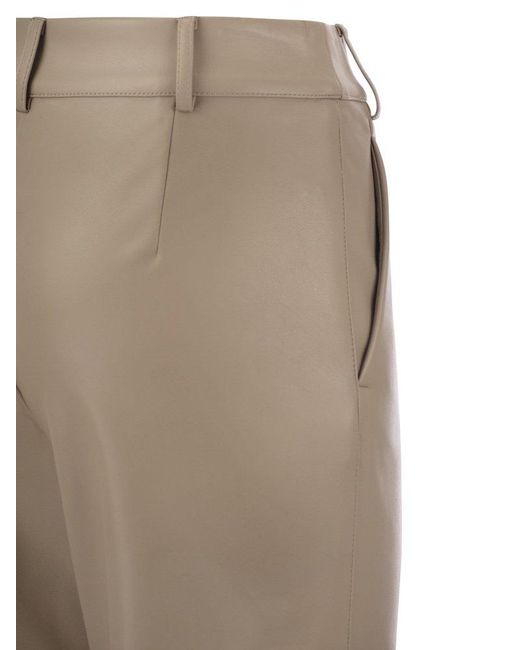 Max Mara Natural Soprano Slim Trousers In Coated Fabric