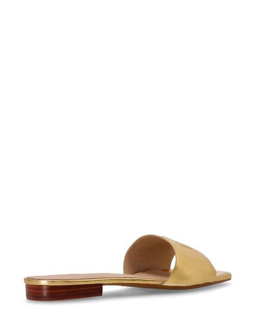 Ralph Lauren Metallic Logo Embossed Flat Sandals