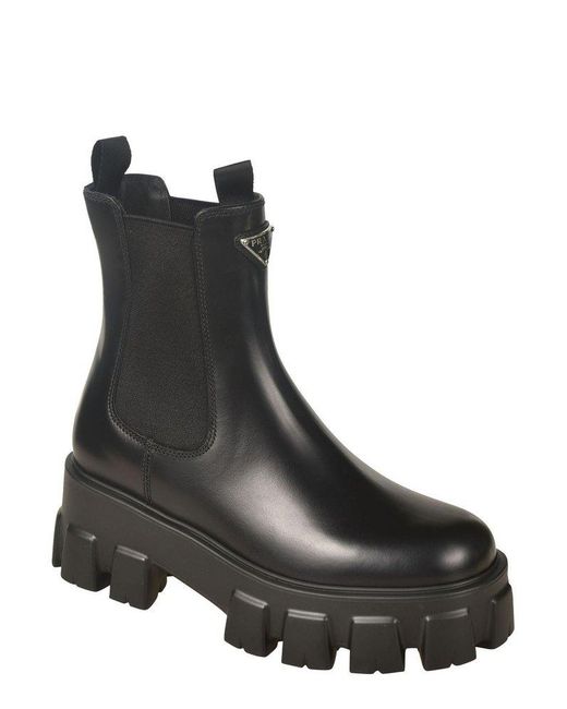 Prada Roundtoe Slipon Boots in Black Lyst