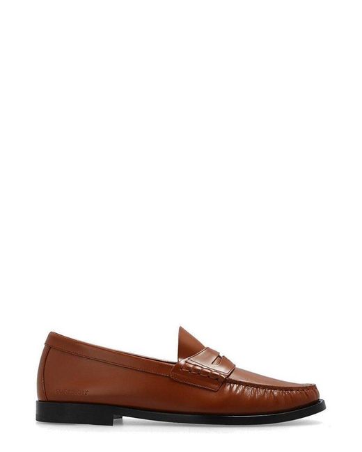 Burberry Brown Logo Embossed Loafers for men