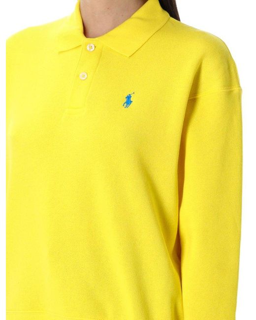 Polo Ralph Lauren Yellow Polo-Collar Fleece Pullover